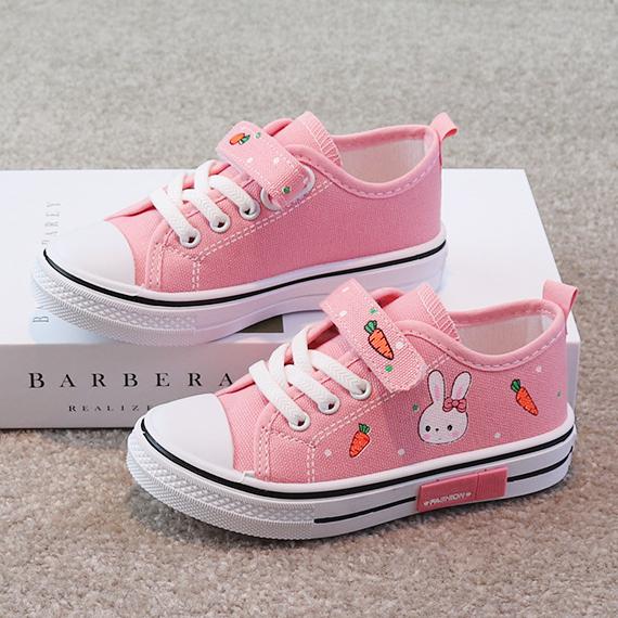 Kids Shoes Girl Sneakers Cute Cartoon Rabbit Flats Children Casual Sneakers Canvas Sports Tennis Shoes for Girl