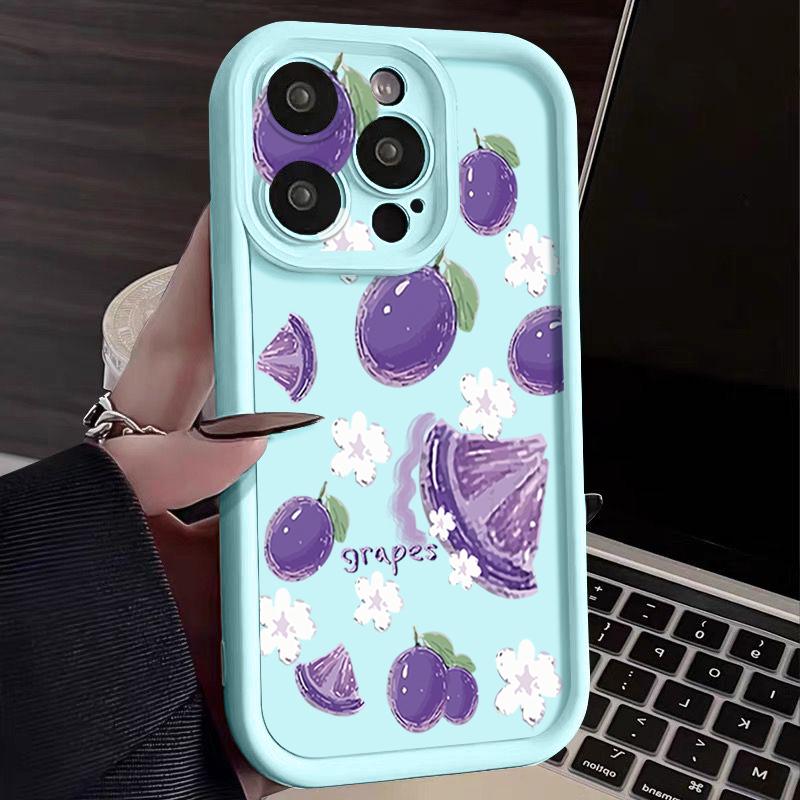 For iPhone 16 Pro Max Fruit Print Phone Case For iPhone 16e 15 14 13 12 Pro Max Plus 11 XR XS Flower Print Phone Case TPU Soft Shockproof Case Cover