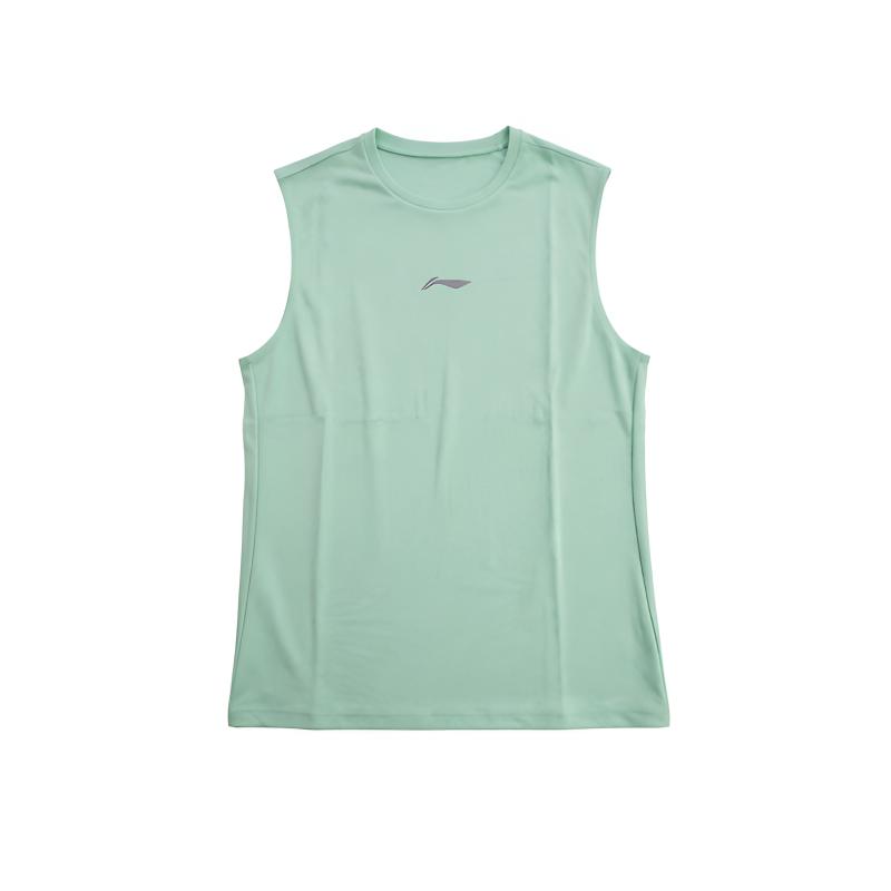 Li-Ning Plain Simple Casual Breathable Lightweight Quick-Dry Sports Comfortable Versatile Sleeveless Vest Men tops Sky-Green YVSW035-4 S