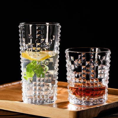 315ml/350ml Elegant Whiskey Glass Red Wine Glass Diamond Relief Wine Cup Bar Vintage High-end Cocktail Glass Water Bottle Gifts