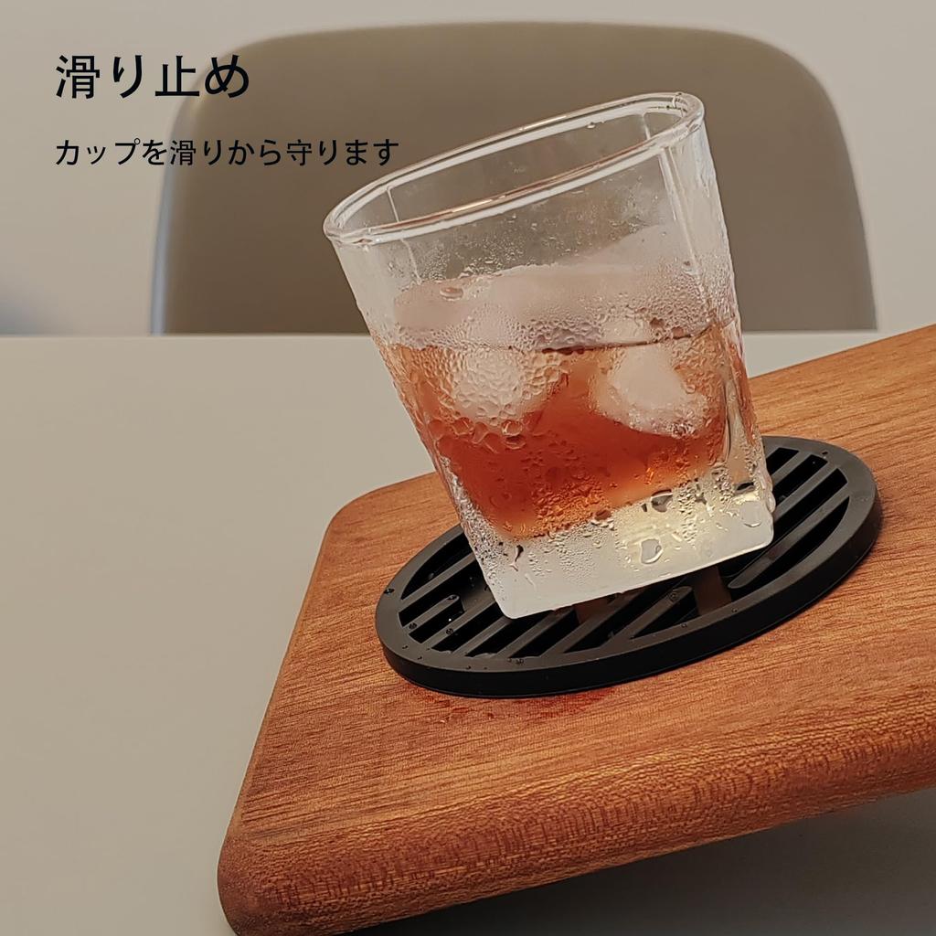 Karasu no Ki Silicone Coasters, Stylish, Set of 10, Non-Stick, Water-Resistant, Heat-Resistant, Non-Slip, 10cm Round (Striped)