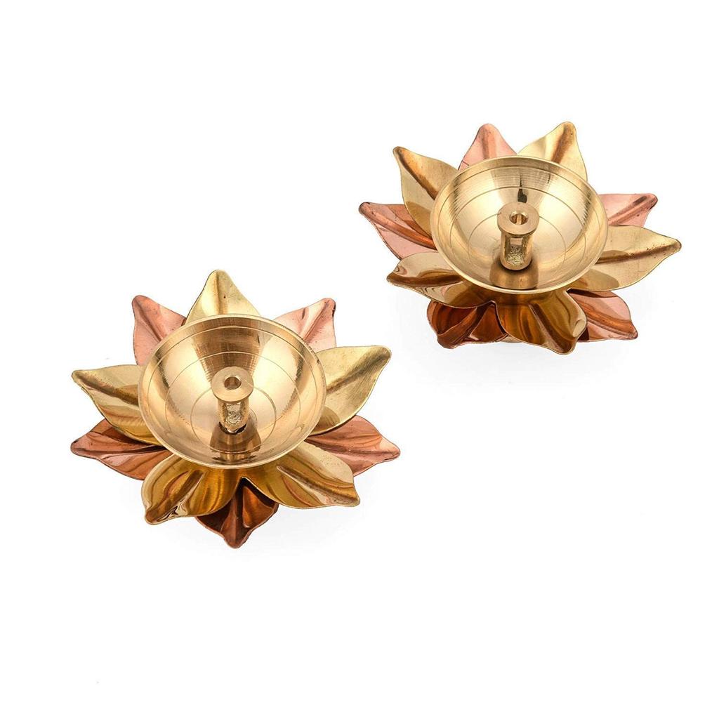 India Metal Diya (3 x 3 x 1.5 inch, Gold) set 40