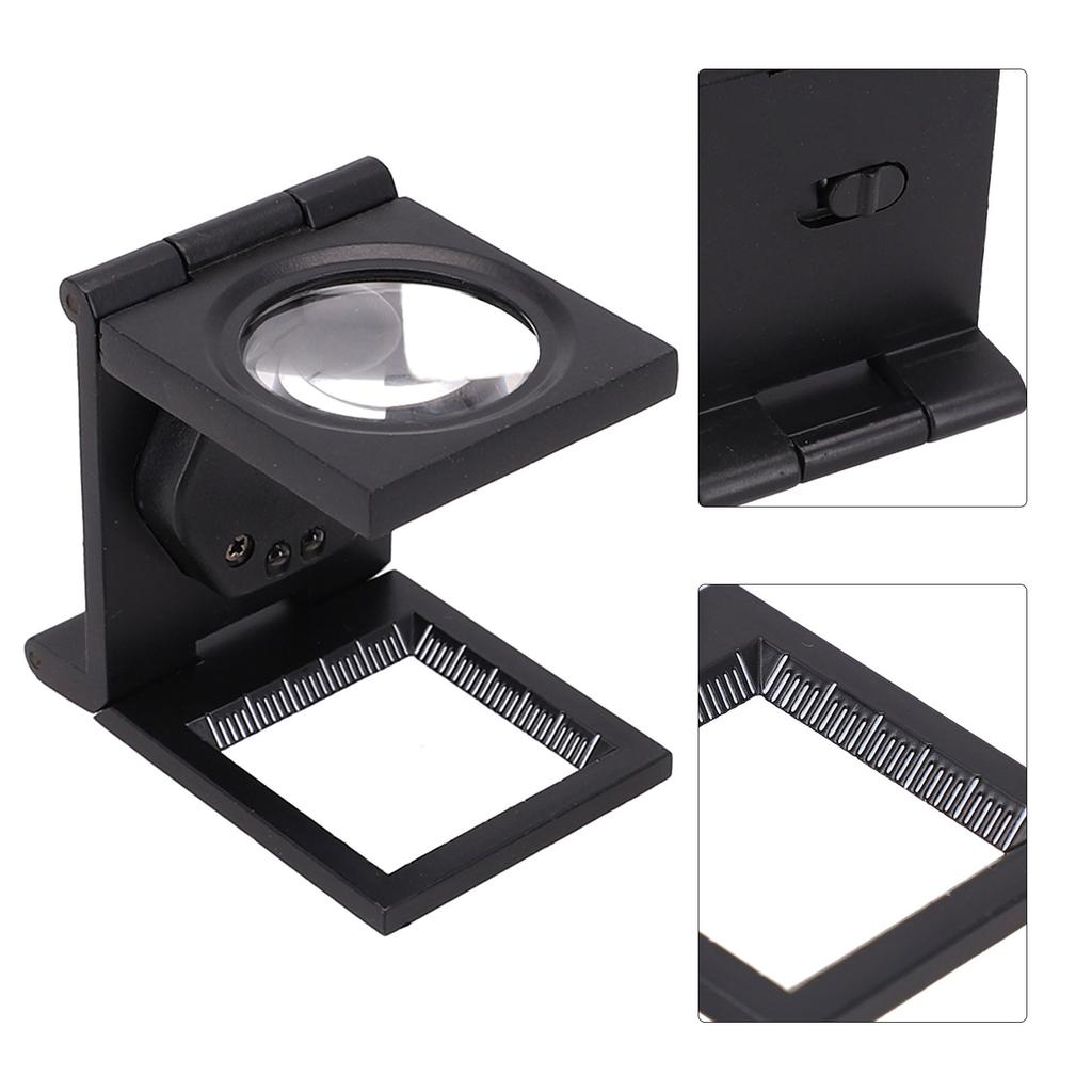Folding Metal Linen Tester Cloth Magnifier Printer Loupe W/2 Magnifying Glass High Definition Glass Lens For Better Performance