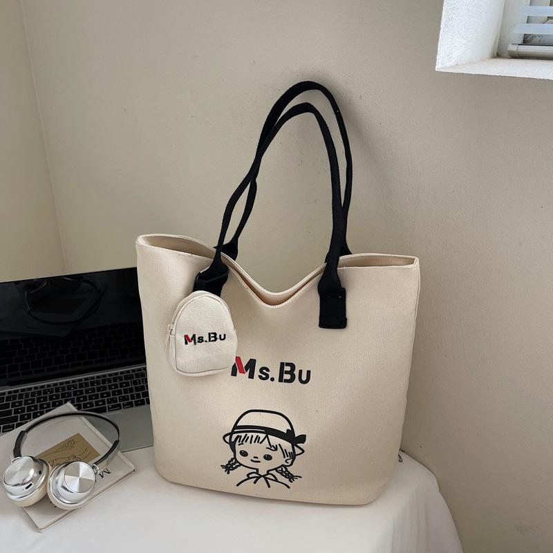 Large-capacity Commuter Tote Bag Women's 2025 Summer New Fashion Simple Canvas Bag Lazy Wind Shoulder Armpit Bag