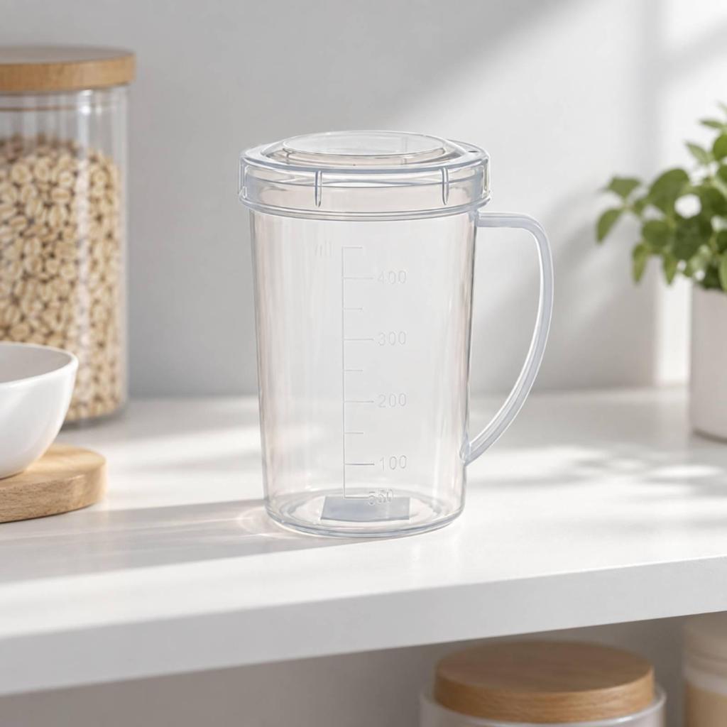 Translucent Microwave-Safe Measuring Cup with Lid Clear