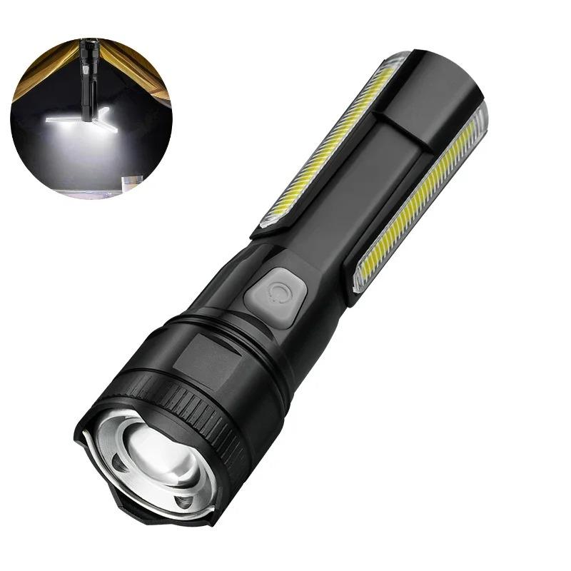 

2800mAh Strong Light Outdoor LED Flashlight Rotating Zoom Portable Rechargeable LED COB Camping 5 Modes Multi Functional Lantern 1500mAh