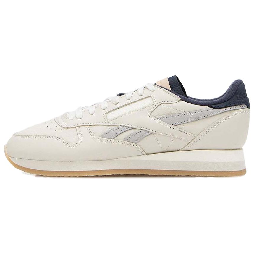 Reebok Классические кожаные премиальные кроссовки унисекс Chalk Vector Navy Grey кремовые 100201162 43