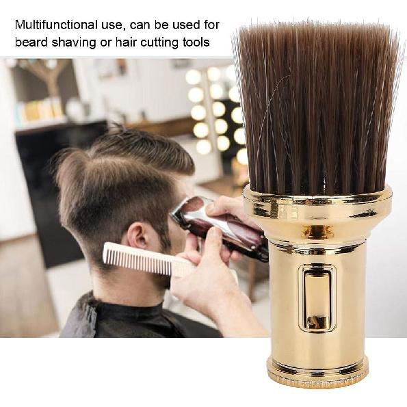 Hair Sweep, Multifunctional Neck Duster Brush Beard Shaving Brush Barber Brush for Barber Shop(Gold)