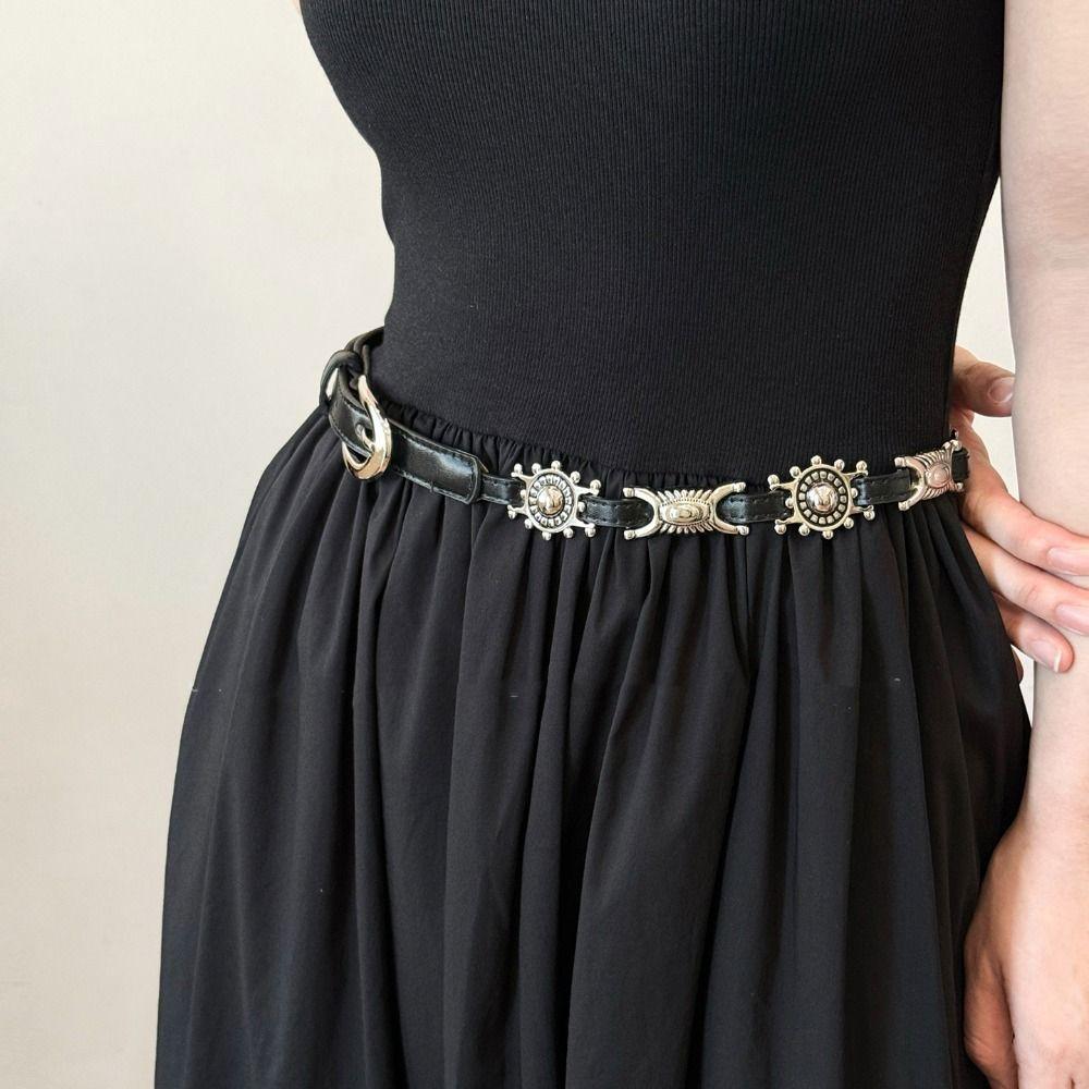 Y2K Bohemian Style Belts Thin Ethnic Style Waistband Punk Metal Carved Belts  Jeans Decorative