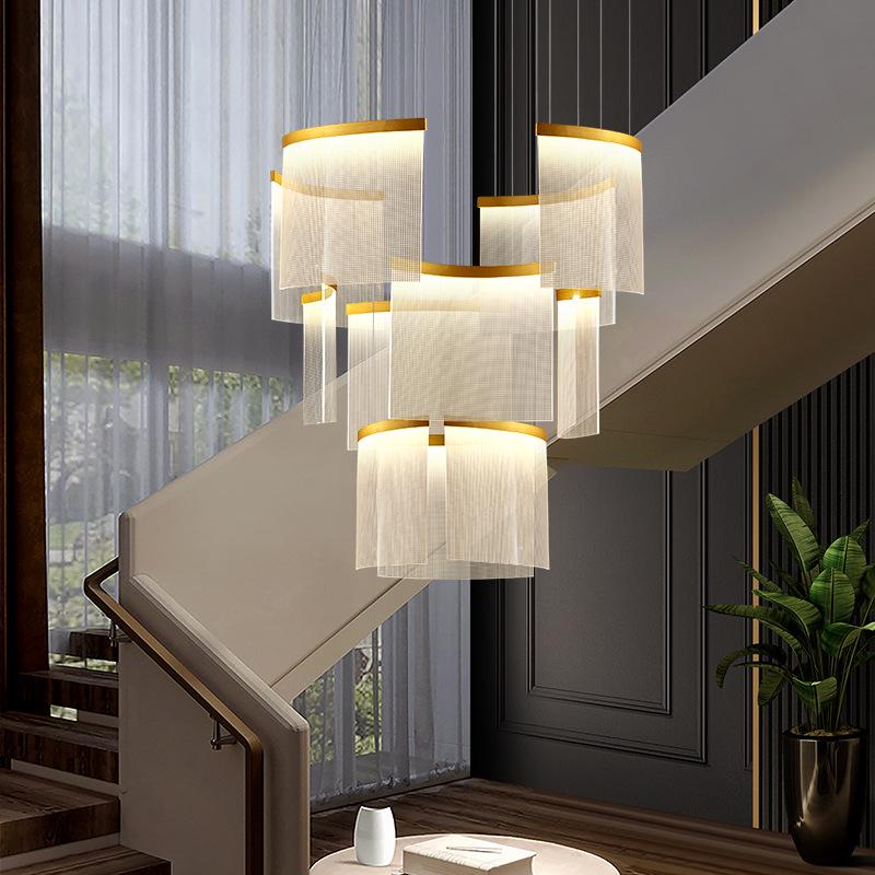 Duplex Large Modern Chandelier for Luxury Villa, Creative Living Room, Hotel Lobby, Sales Office, Loft, and Staircase.