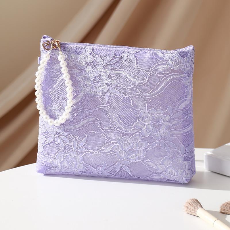 Sweet Lace Cosmetic Bag Travel Toiletry Pouch Organizer Case Toiletry Wash Bag for Makeup Accessories Phone Keys Coin Purse