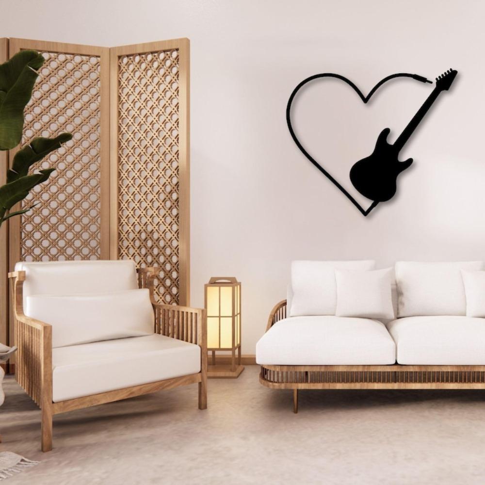 Handmade Metal Guitar Wall Art Sculpture for Music Room, Home Decor, Gift for Rock Music Lovers