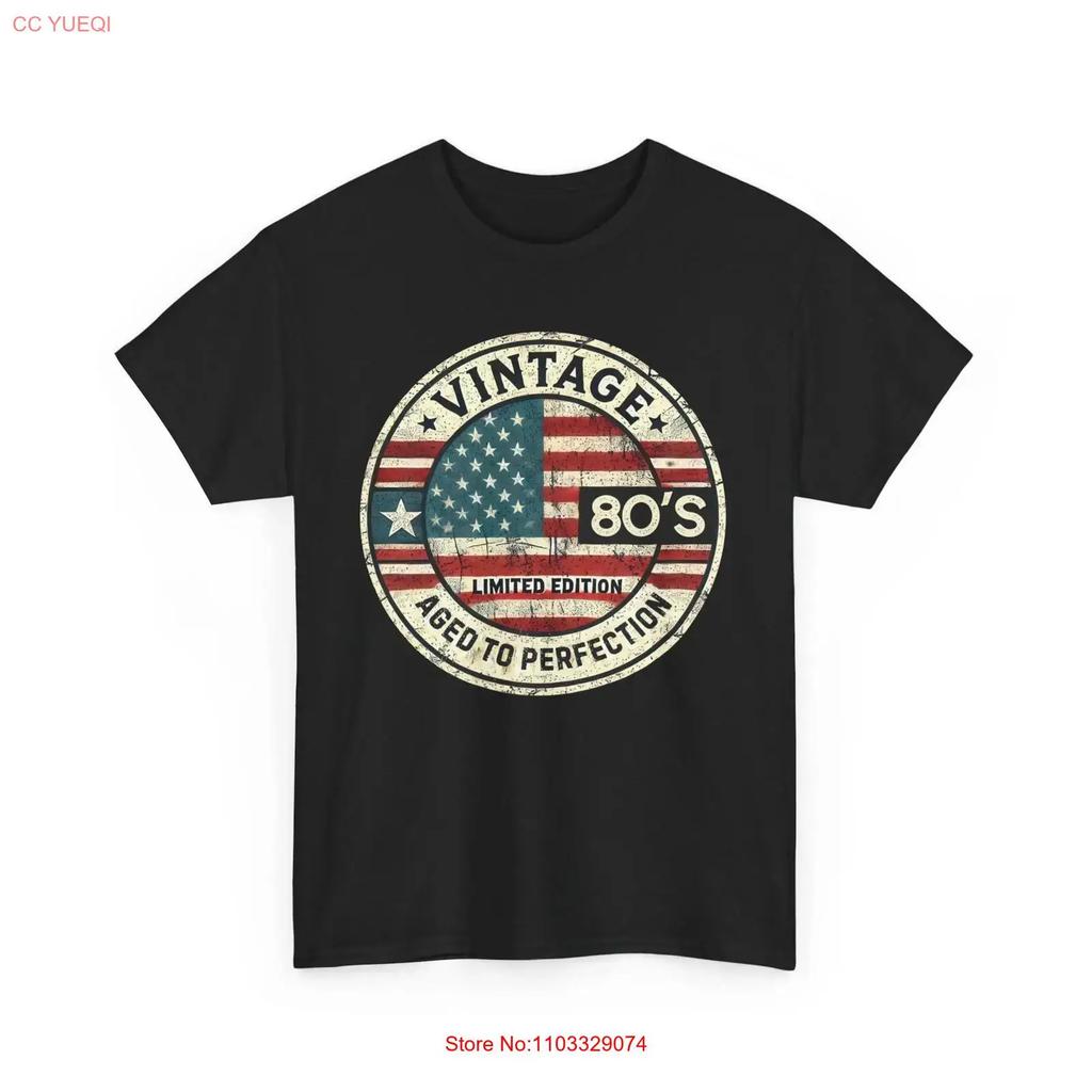 Vintage 80s Aged To Perfection T Shirt Retro American Flag Vintage Washed Casual Fashion Homme Streetwear Stretched Unisex