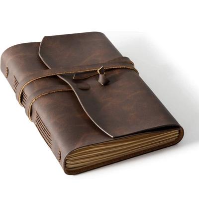 Diario in pelle con pagine marroni