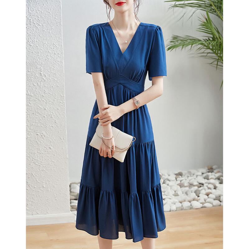 Demana V-Neck A-Line Short Sleeve Ruched Dress