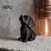 Desktop Pet Statue 3D Printed Sitting Dog Figurine Modern Black Puppy Decorative