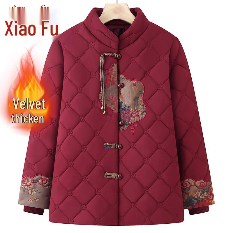 

Elderly Women s Plush-Lined Winter Cotton Jacket 4XL