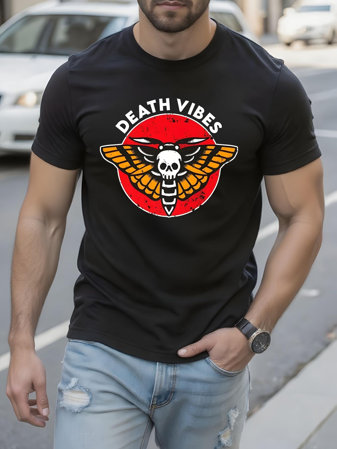 Gothic Heavy Metal Graphic Tshirt Death Vibes Moth Skull ... S