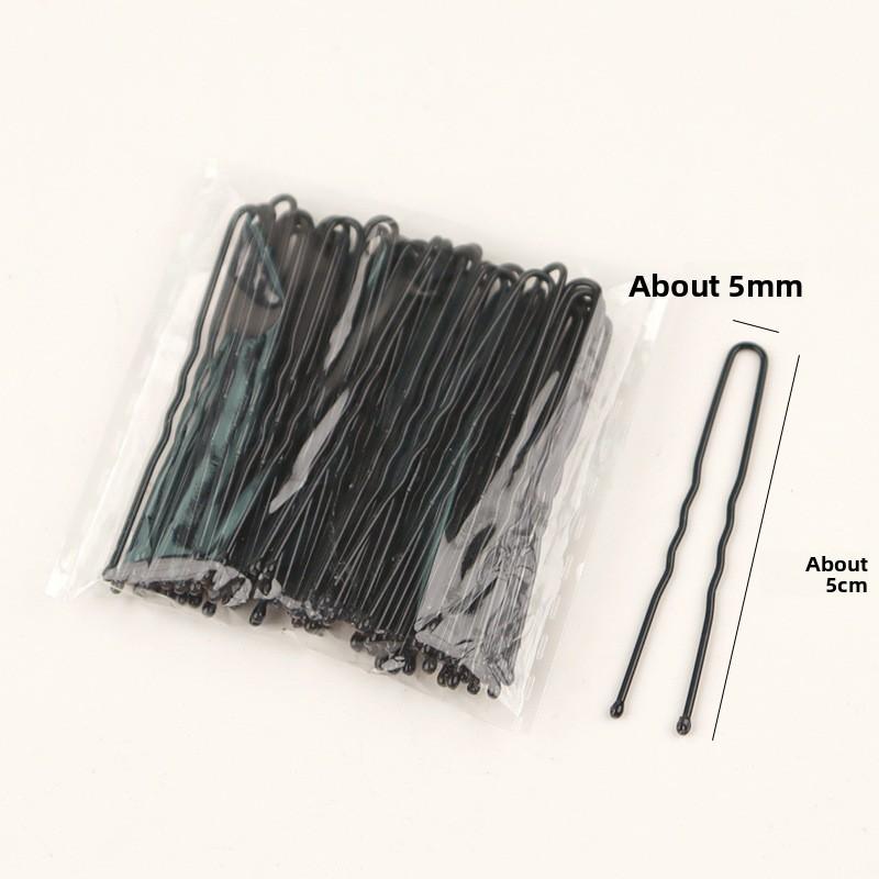 U-образная шпилька для пучка Бесшовный инструмент для фиксации волос Изысканная шпилька Головной убор 5cm-50pcs чёрный
