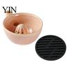 Kitchen Gadget for Fruit Cleaning Berry Swirl Draining Bowl with Silicone Pad, Ceramic Retro Kiln Multifunctional Food Prep Fired Colander,
