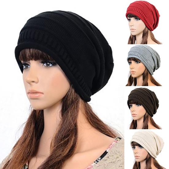Women Autumn Fashion Hip Hop Cap Winter Warm Casual Pleated Crochet Beanie Hat