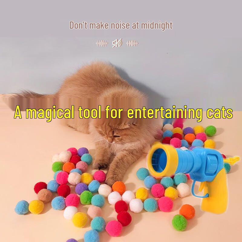Cat Plush Ball Toy Gun Set