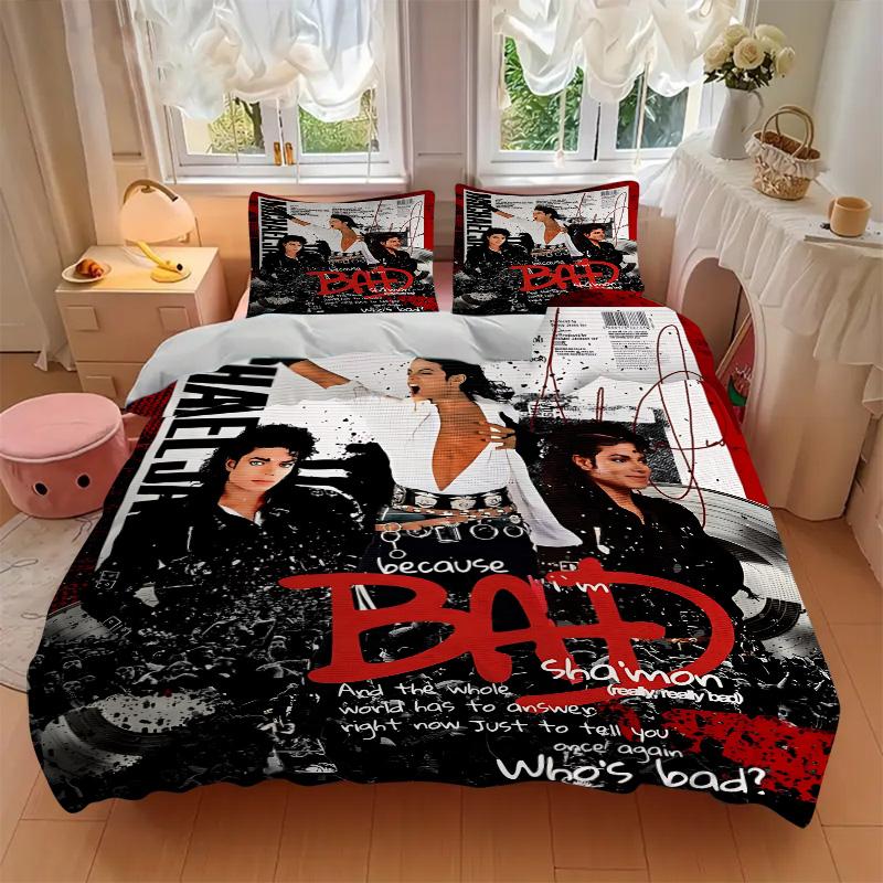 Michael Jackson Bad Album Print 3Pcs Bedding Setduvet Cover With 2 Bedropillowcase Home Birthday Gift