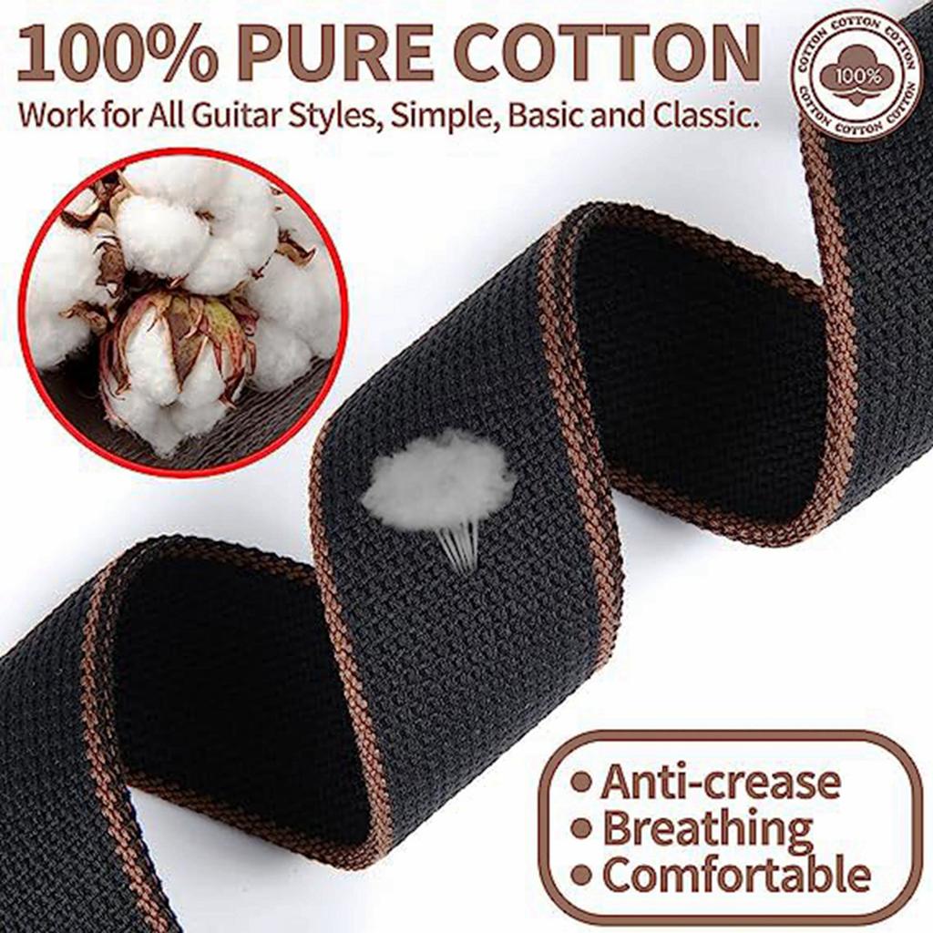 Guitar Cotton Strap Folk Guitar Electric Guitar Pure Cotton Strap with Scroll Belt 5 Paddles and 2 Rubber Strap Buckles