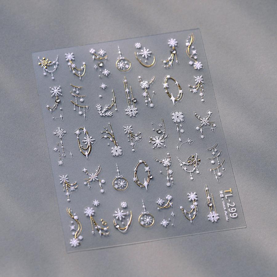 

1pc Winter Nail Stickers - Self-Adhesive,Glittery Embossed Design for Nail Decoration, for Holiday Celebrations,Festive Nail Art