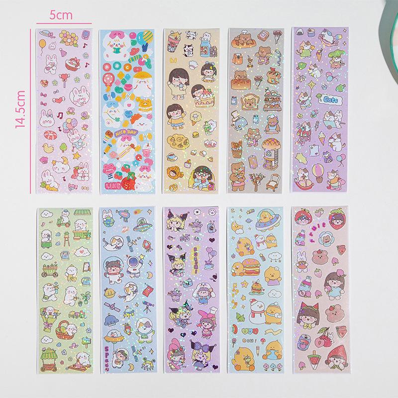 10Pcs Stickers Pack Kawaii Laser Cute Stickers Diy Korean Stickers Laptop Scrapbook Decal Top Sticker
