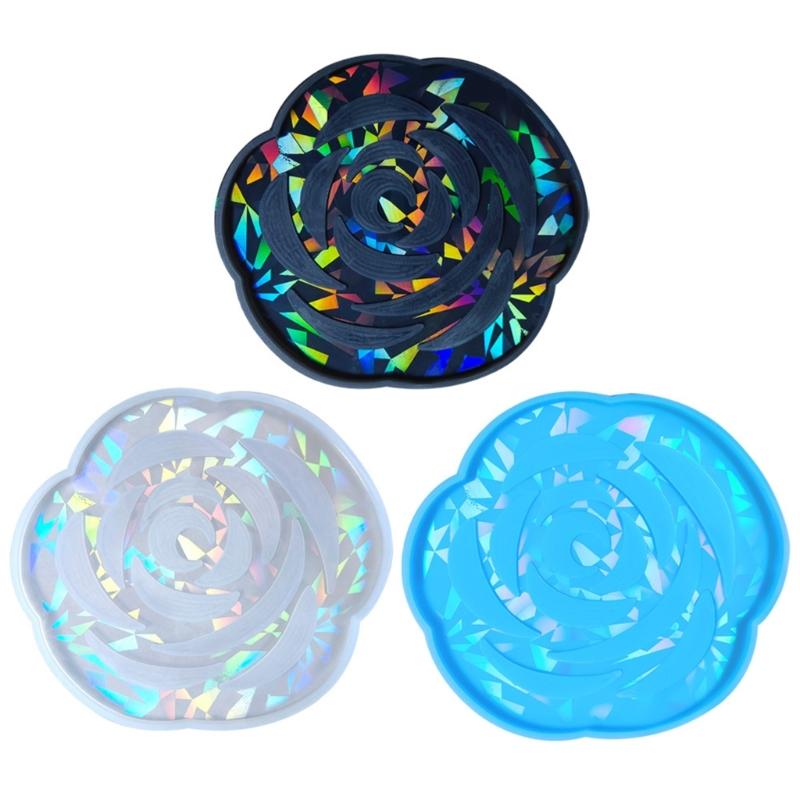 Coaster Molds Cup Pad Molds Rose Flower Shaped Epoxy Resin Molds Silicone Material for DIY Making Coaster Artworks
