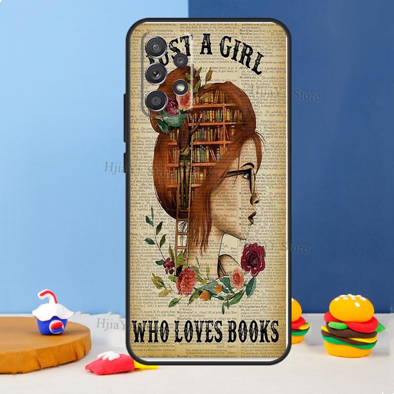 Reading Books Tea Printing Case For Samsung A54 A34 A14 A13 A23 A33 A53 A73 A51 A71 A72 A12 A22 A32 A42 A52 Back Cover