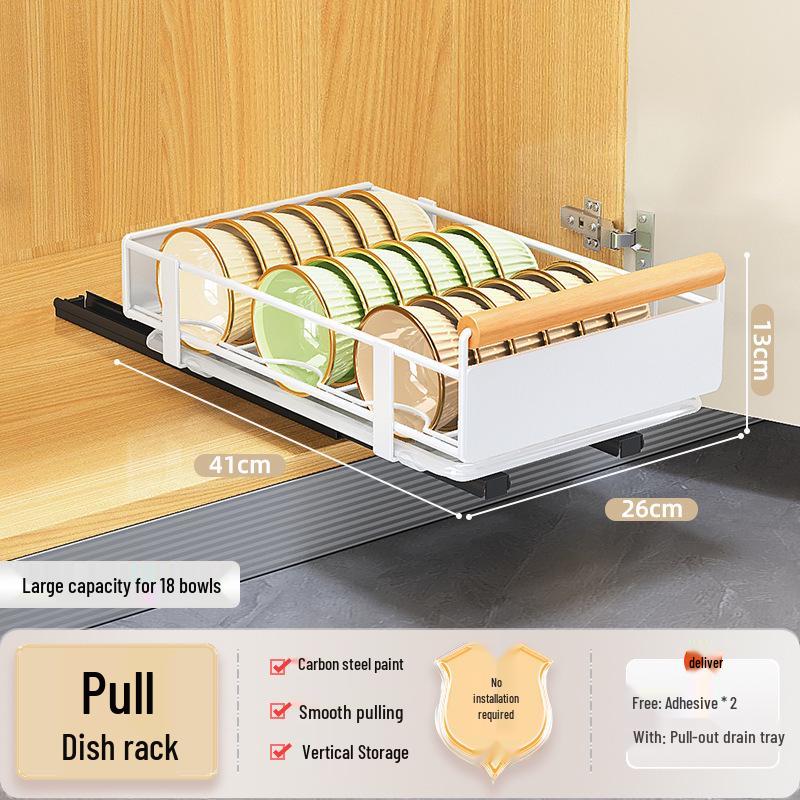 Pull-Out Under-Cabinet Dish Drying Rack and Kitchen Storage Solution