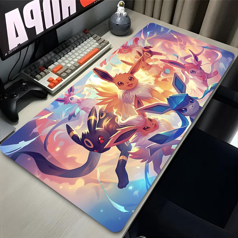 Japan Anime Mouse Pad PC Colorful Kawaii E-eevee Gamer Cabinet Mousepad XXL P-pokemon Keyboard Rug Laptop Gaming Rubber Desk Mat