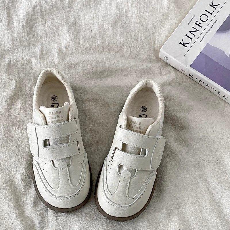 Ugly cute summer new niche design student little white shoes Velcro board shoes women