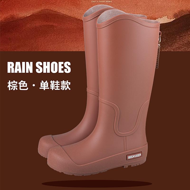 High-top Rain Shoes Women's New Trendy Waterproof Shoes Fashionable Outer Wear Non-slip and Wear-resistant Thickened Rain Boots Rubber Shoes