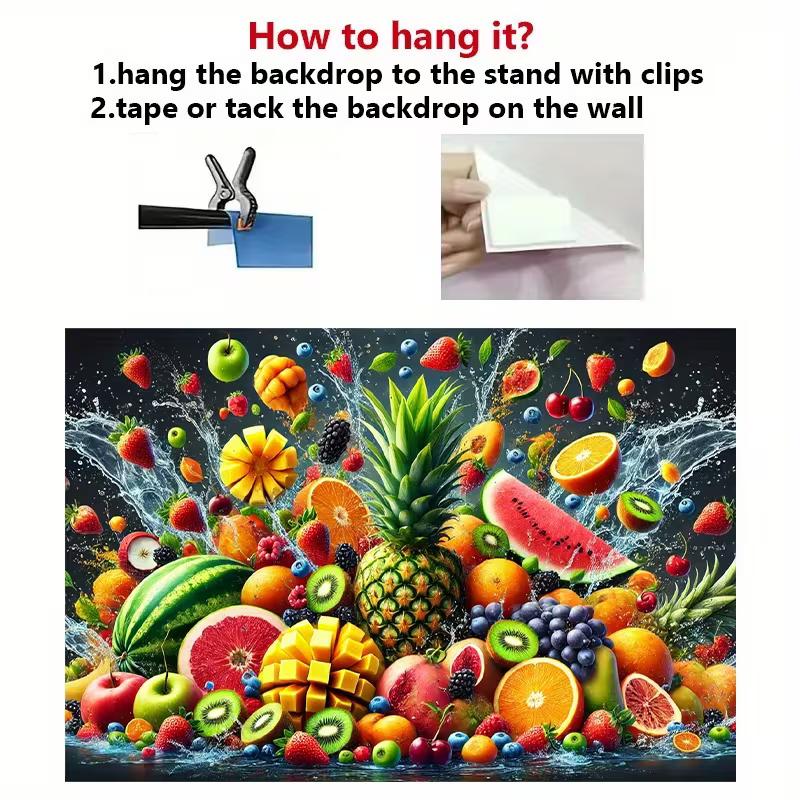 Tropical Fruits Water Splash Tapestry, Pineapple Watermelon Background Cloth, Kitchen Wall Decor