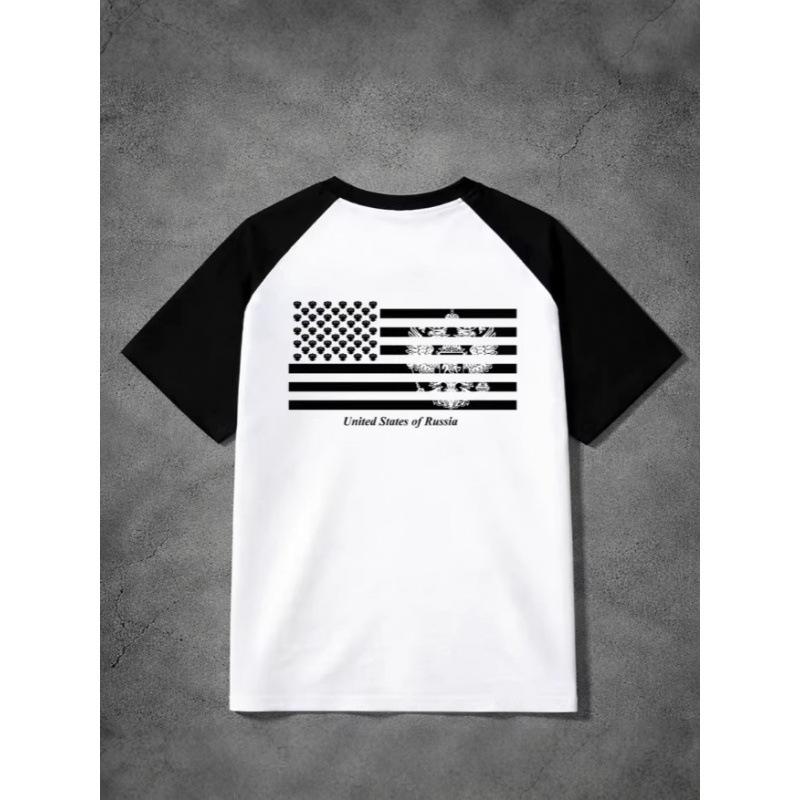 Cotton American Short Sleeve Shoulder T-Shirt Women's Bottom Shirt Loose Top