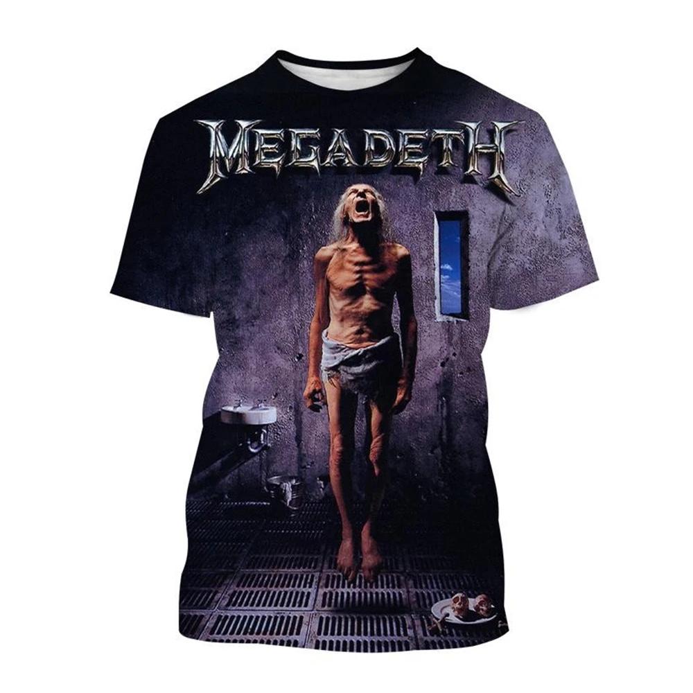 Megadeth 3D Print Sport Quick-dry Breathable Men T-shirt Casual Rock Band Street Punk Fun Hip-hop Short-sleeve Boy Top Clothing