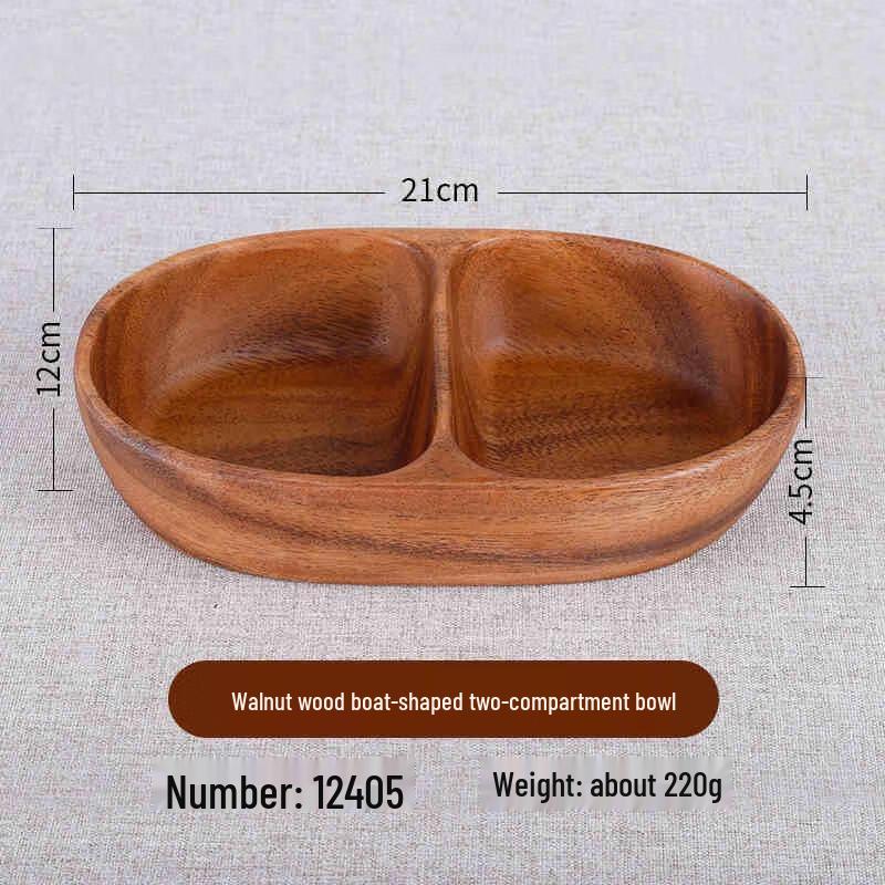 Chinese Walnut Wood Boat-Shaped Serving Tray