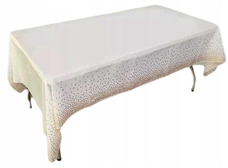 Obrus Foliowy Biały Rózowe Złoto Kropki 137X274Cm
