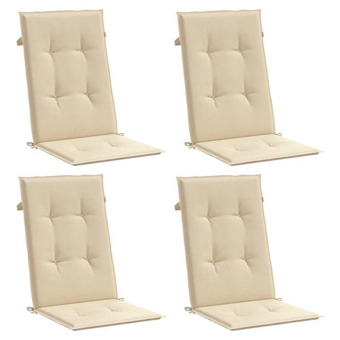 VidaXL Garden Chair Cushions High Back Set of 4 Beige Fabric 47543