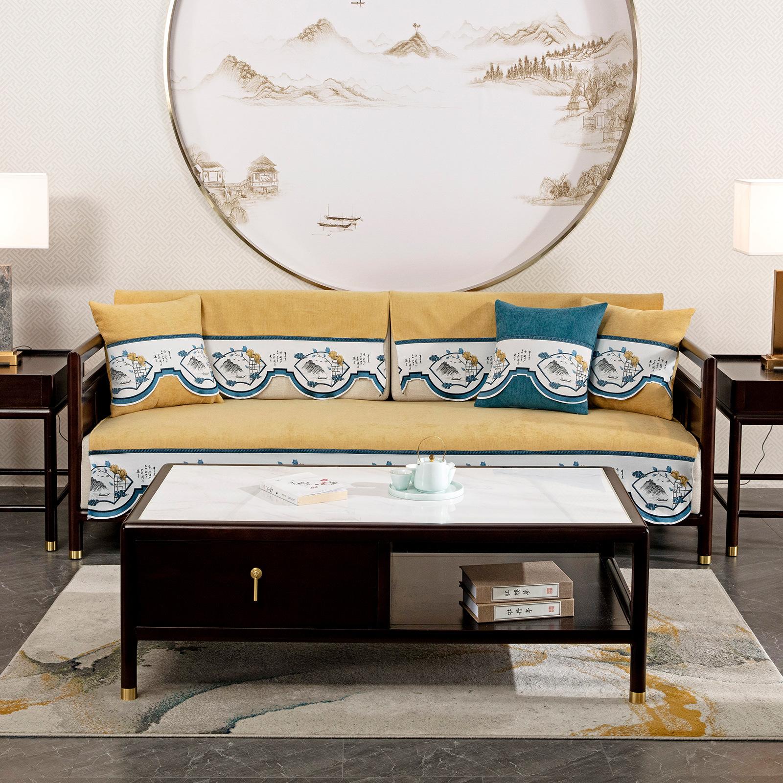 

Чехлы на диван в китайском стиле для гостиной, серый цвет, синель, подушка для дивана, современный минималистичный угловой диван, полотенце, подушка для сиденья 45*45cm светло-желтого