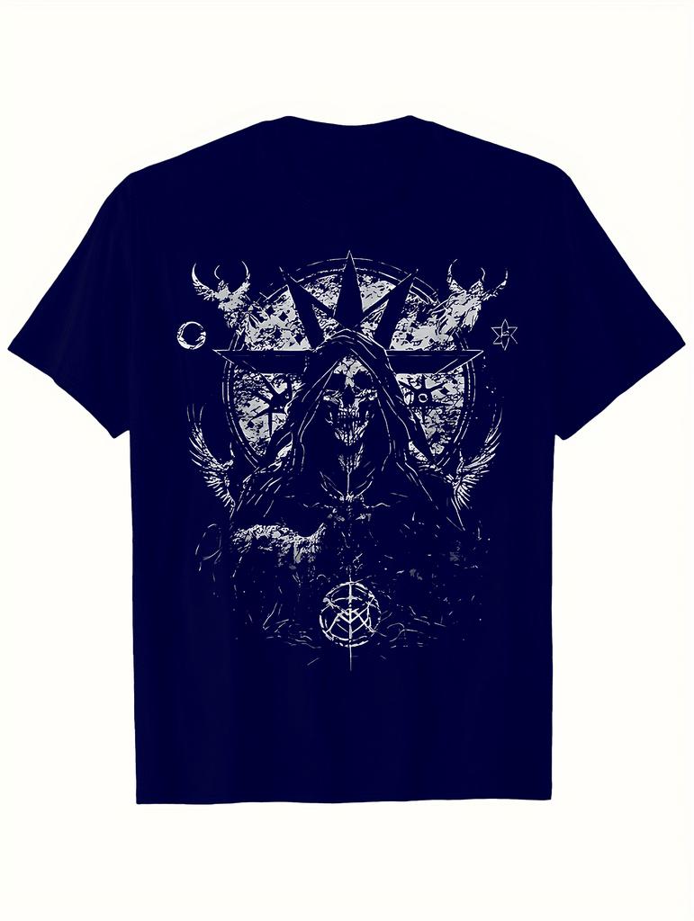 High Street Retro Trend Ins Skull Metal Rock Hardcore Europe and The United States Short-sleeved T-shirt Cotton Loose Casual