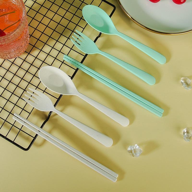 Student Outdoor Portable Three-piece Set of Small Tableware for Children - Fork, Spoon, Chopsticks - Portable Tableware Set