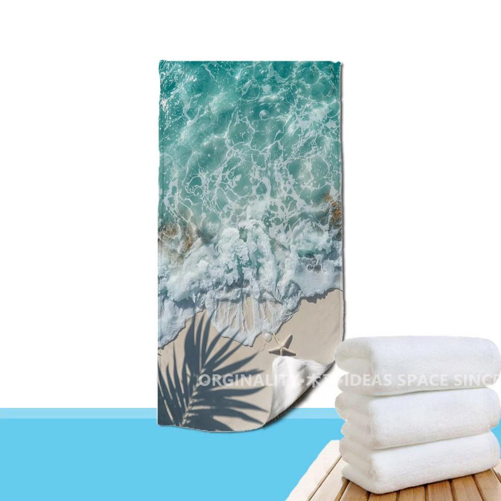 Starfish Ocean Wave Beach Towel Patterned Sunscreen And Windproof Suitable For Swimming Pool Camping Travel