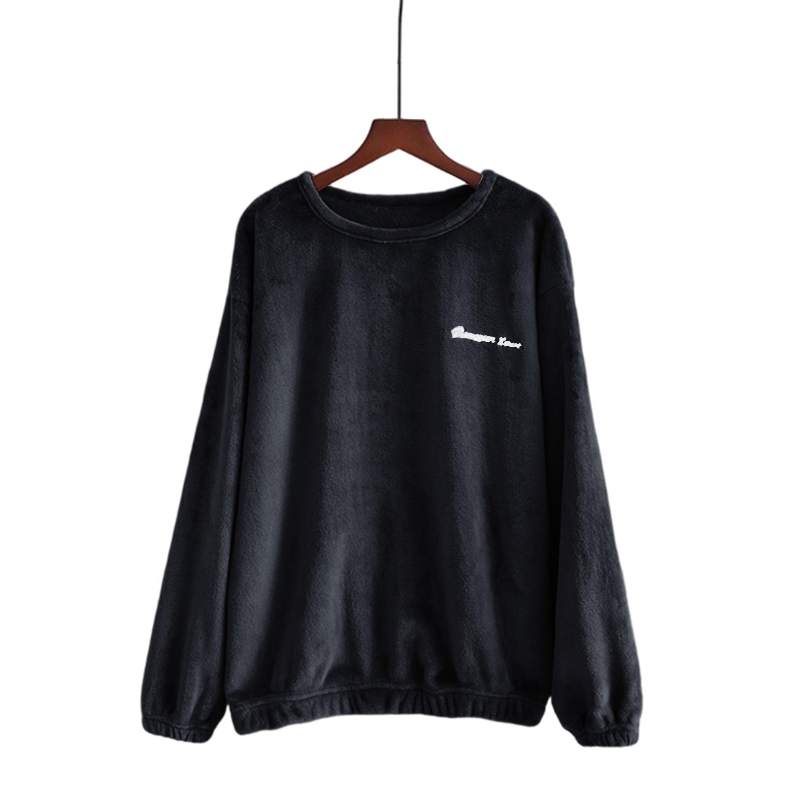 

Женская модная флисовая подкладка и утолщенный пуловер с длинным рукавом для пижамы XL чёрный