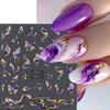 Nagelsticker Lila Blau Braun Tinten-Design Aufkleber Goldene Dekorationen Kunst Selbstklebend Holografisch Gel Slider Maniküre Zubehör