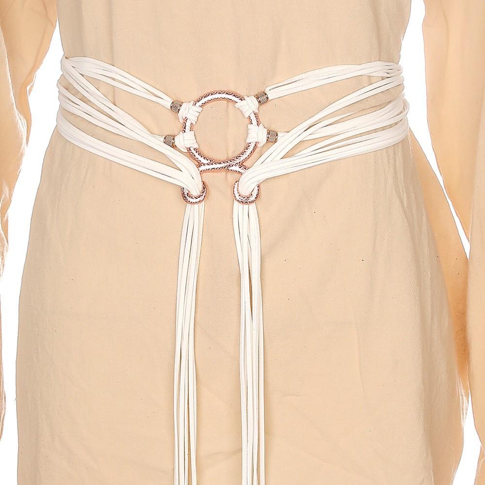 

Elegant Multi-Strap Waist Belt with Large Metal Ring Buckle - Perfect for Dressing Up Casual Outfits Style To Your Everyday Look белый