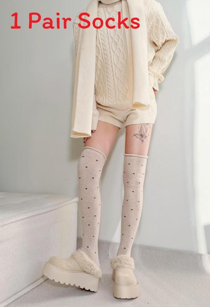 Duvet Fleece Thickened Winter Stacking Socks For Women With Warm Cotton Material